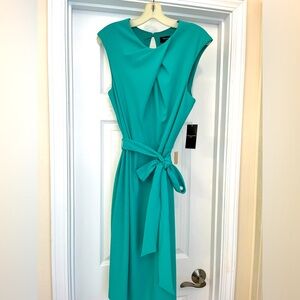 Tahari Woman Teal Belted Midi Dress